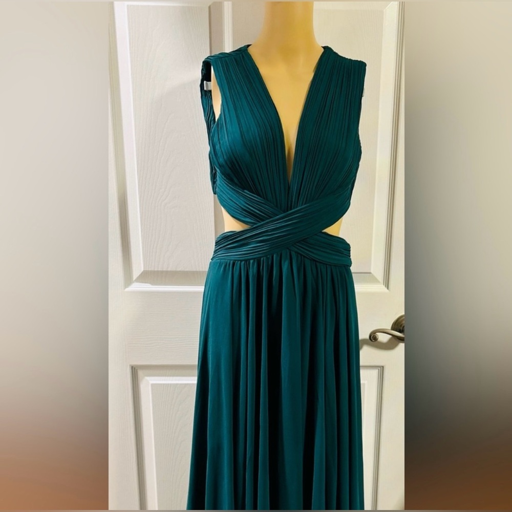 Lulu's Vivid Imagination Emerald Green Cutout Maxi Dress Large New NWT - Picture 10 of 14